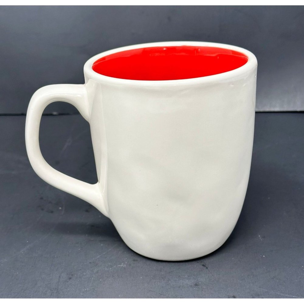 RAE DUNN CHEER White Coffee Mug Typewriter Font Red Interior 20 oz Christmas - Picture 3 of 7